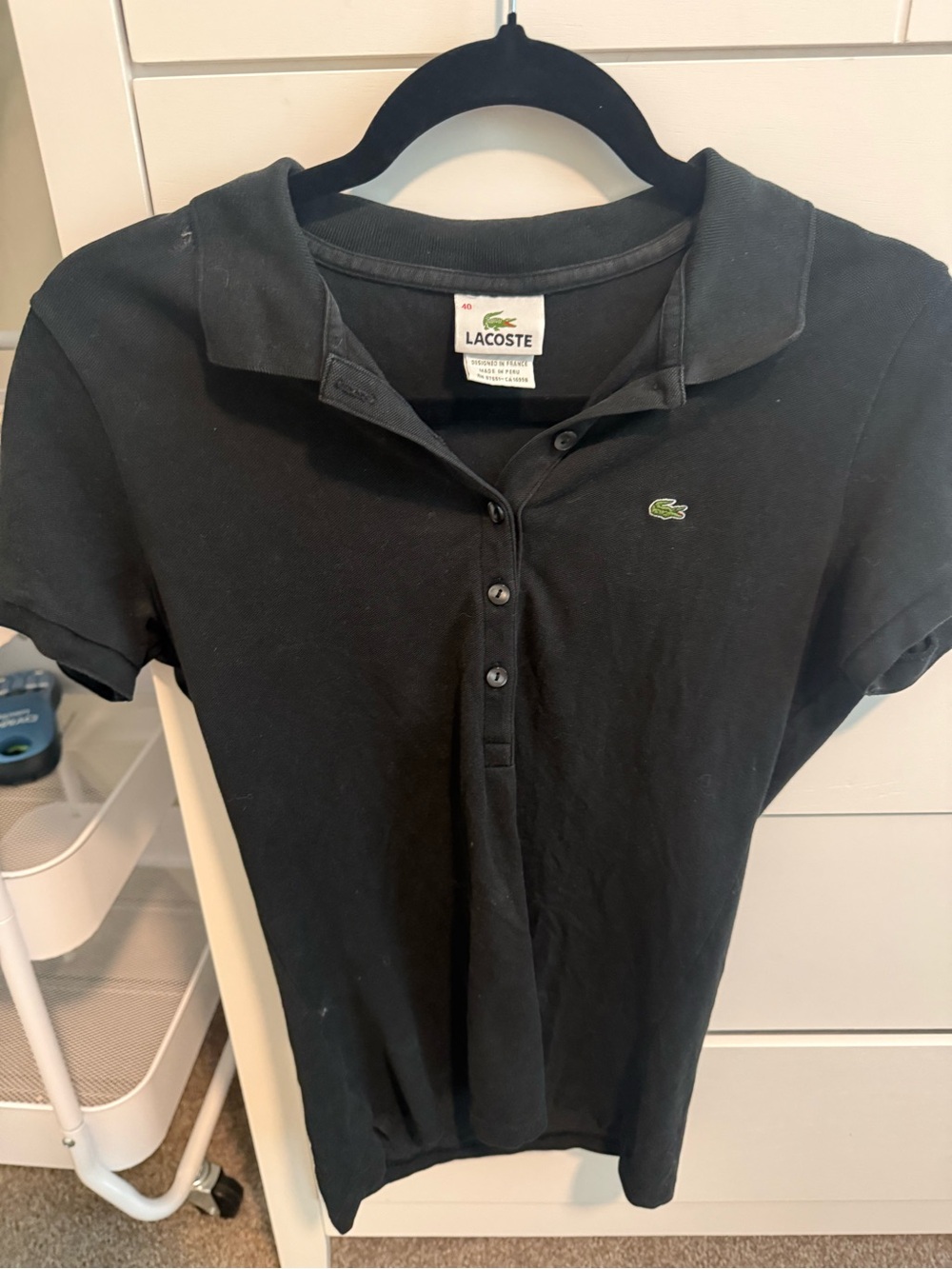 Lacoste Black Women's Button-Down Polo Top
